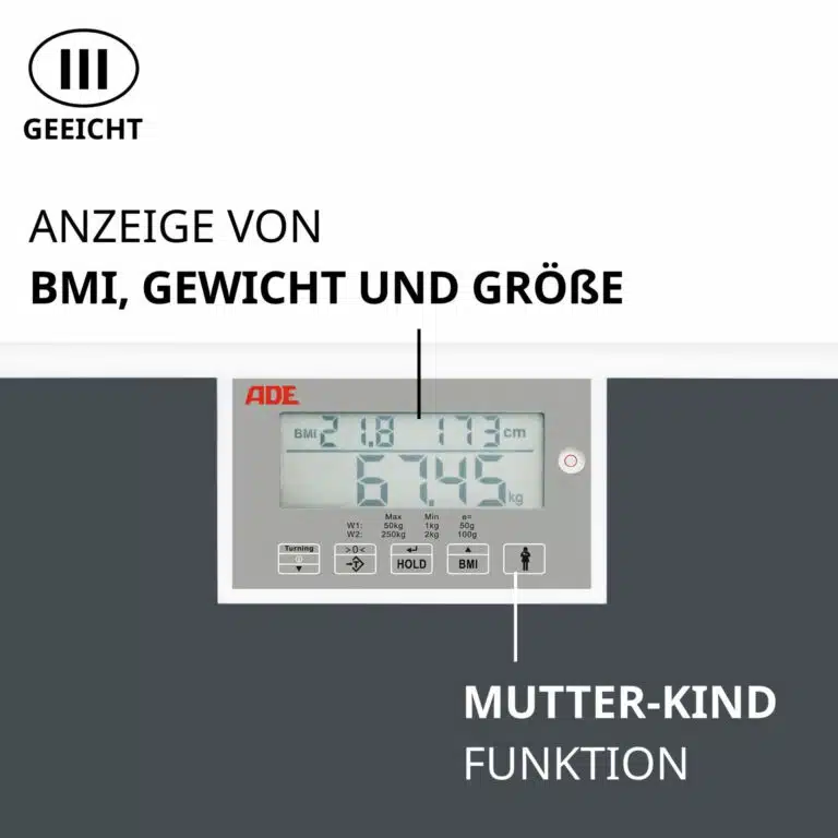 Geeichte elektronische Personenwaage ∣ ADE M320000 Funktionen