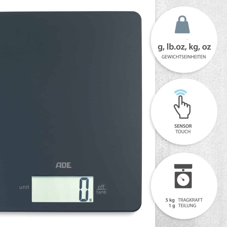 Digitale Küchenwaage | ADE KE1800-1 bis KE 1800-4 Leonie - Gewichtseinheiten, Sensor-Touch, Tragkraft & Teilung