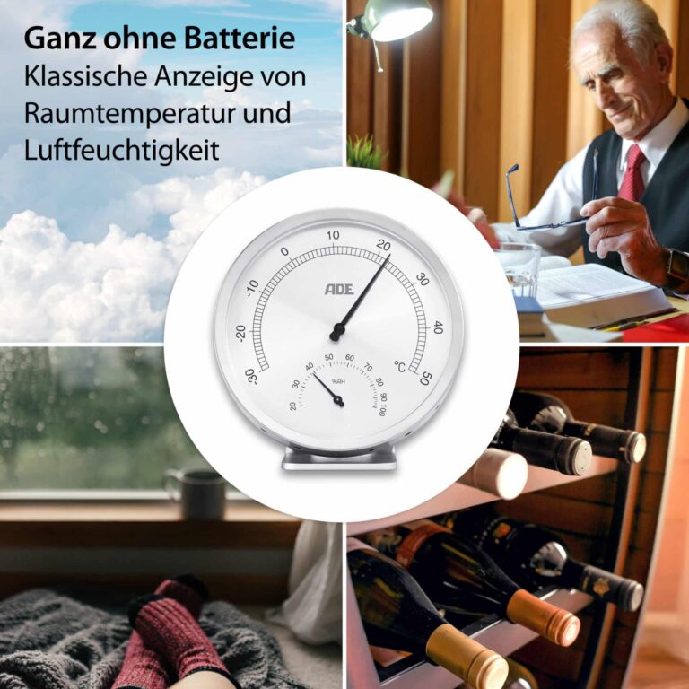 Analoges Thermo-/Hygrometer | ADE WS1813 - ganz ohne Batterie