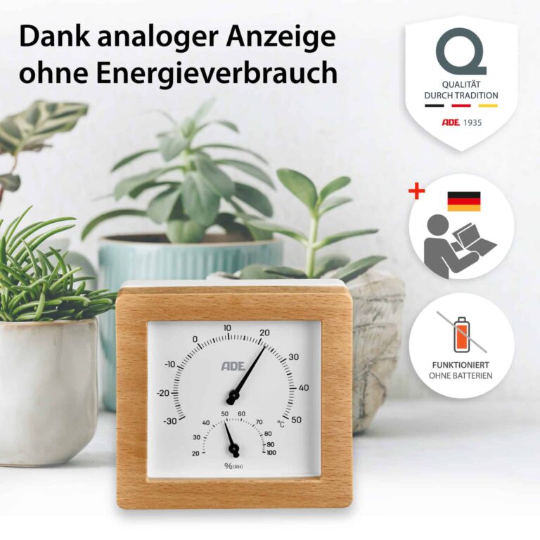 Analoges Thermo-/Hygrometer | ADE WS 2000 - Analoge Anzeige ohne Energieverbrauch