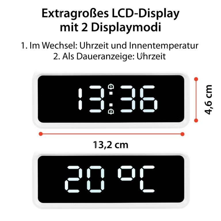 Digitaler Wecker mit Induktionsladung | ADE CK 2010 - LCD-Display mit 2 Displaymodi