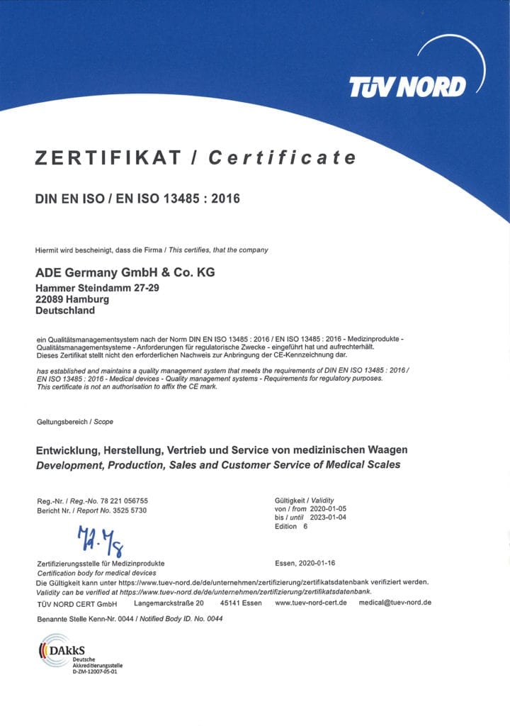 Zertifikat DIN EN ISO12485