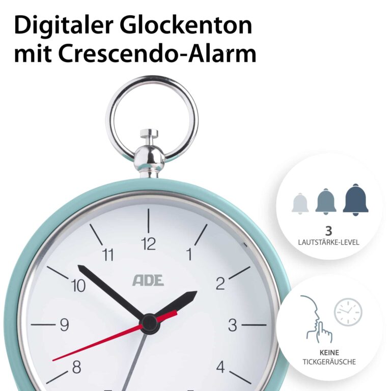 Analoger Retro-Wecker | ADE CK 2008 - Glockenton mit Crescendo-Alarm