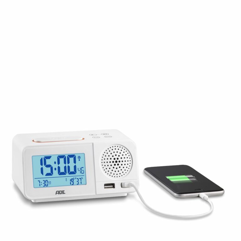 Radio-controlled alarm clock with Bluetooth-Speaker | ADE CK 1708 with Smartphone