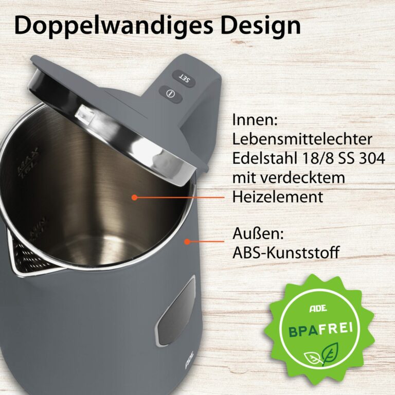 Wasserkocher mit Temperatureinstellung | ADE KG2100-1 bis 2100-3 - Doppelwandiges Design