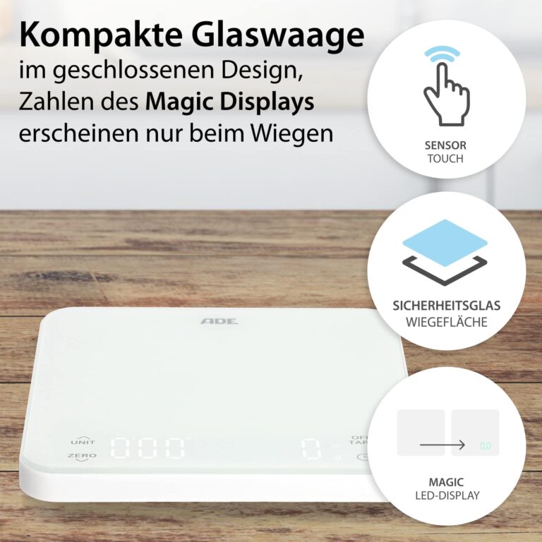 Digitale Küchenwaage mit Timer | ADE KE 2100 Nuria - Glaswaage mit Magic-Display