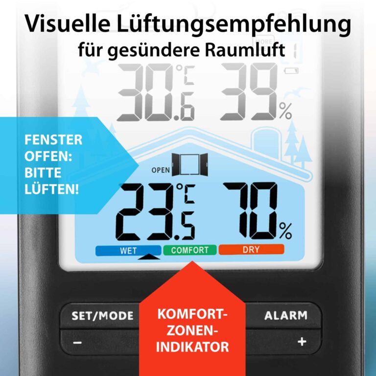 Wetterstation mit Lüftungsempfehlung | ADE WS2132 - visuelle Lüftungsempfehlung