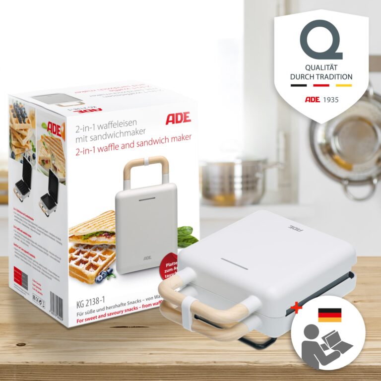 2-in-1 waffle and sandwich maker (Teflon coated) | ADE KG2138-1 - Packaging