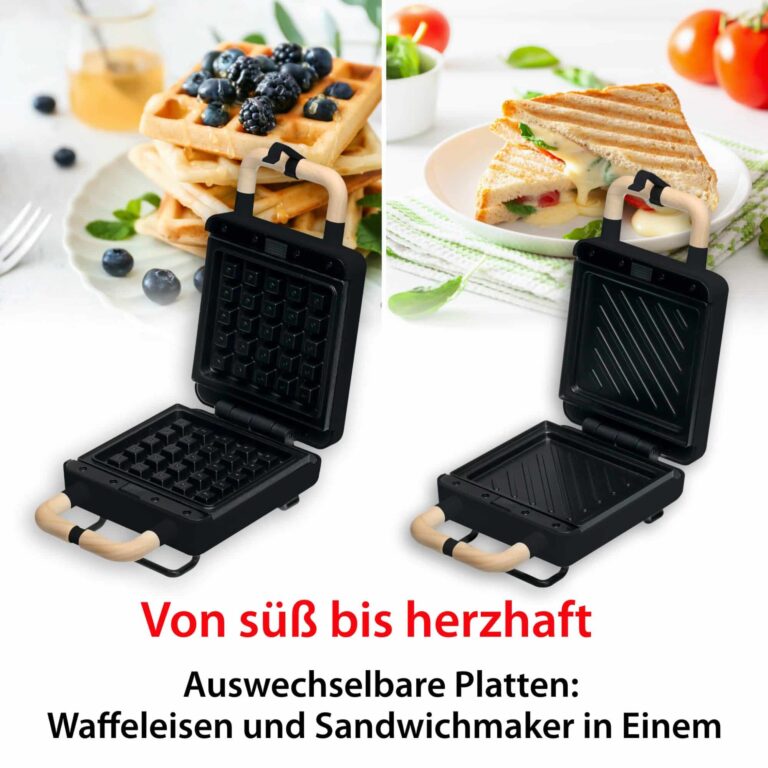 2-in-1 waffle and sandwich maker (Teflon coated) | ADE KG 2138-3 - von Süß bis herzhaft