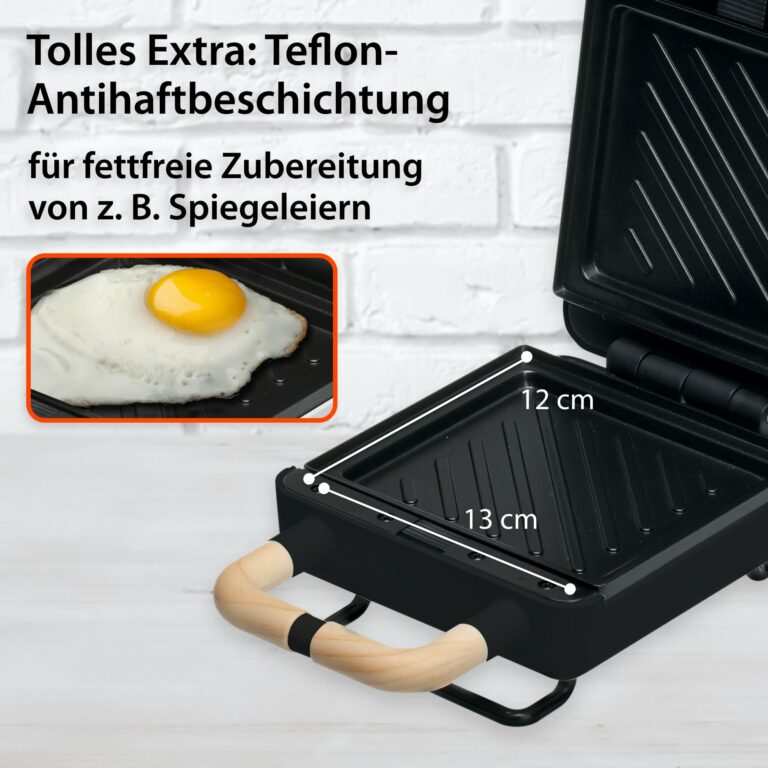 2-in-1 waffle and sandwich maker (Teflon coated) | ADE KG2138-3 - Teflon-Antihaftbeschichtung