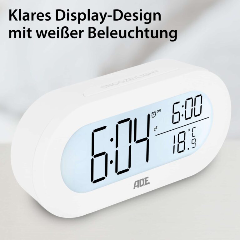 Digitaler Wecker mit Temperaturanzeige | ADE CK 2134 - Display mit weißer Beleuchtung