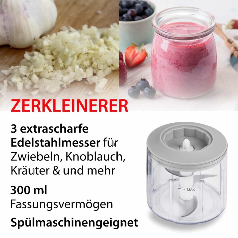 Kabelloser Mini-Zerkleinerer mit Handmixer | ADE KG2156 - Zerkleinerer