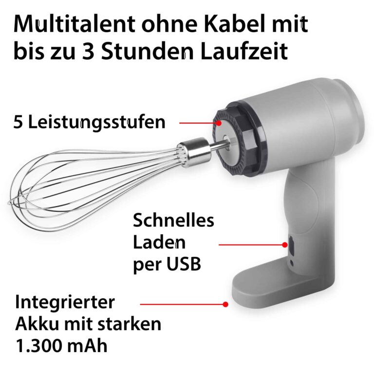 Kabelloser Mini-Zerkleinerer mit Handmixer | ADE KG2156 -Multitalent